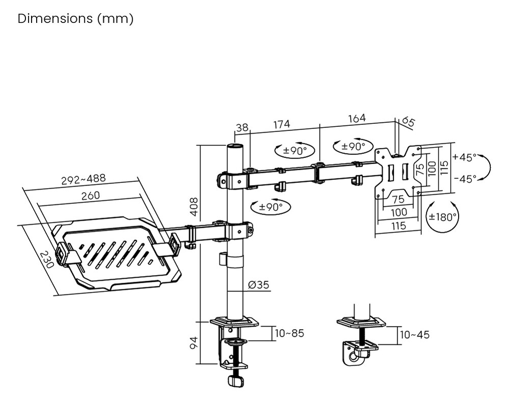 POWERTECH βάση γραφείου οθόνης & laptop PT-1569, 17-32", έως 10kg 8 POWERTECH βάση γραφείου οθόνης & laptop PT-1569, 17-32", έως 10kg - Image 6