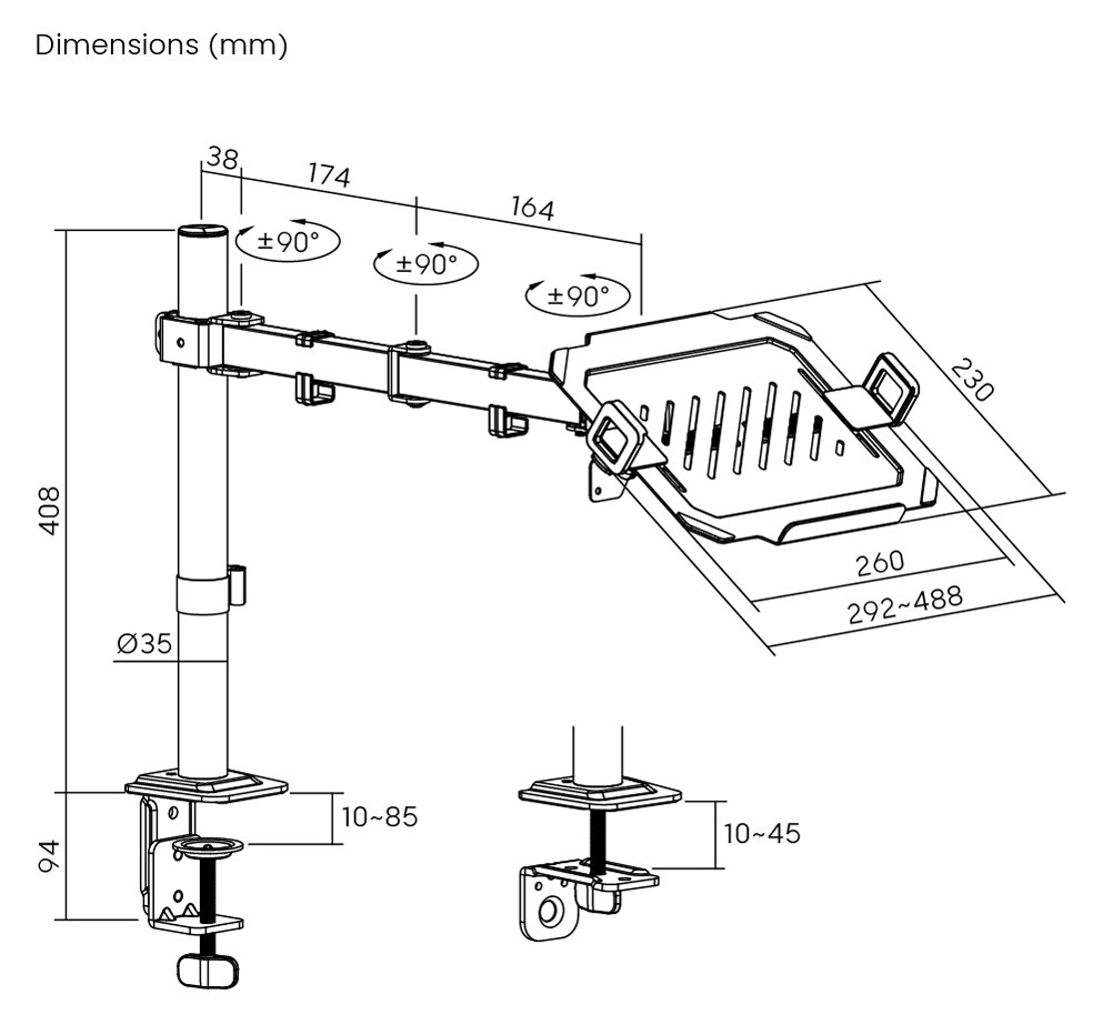 POWERTECH βάση γραφείου οθόνης ή laptop PT-1570, 17-32", έως 10kg 7 POWERTECH βάση γραφείου οθόνης ή laptop PT-1570, 17-32", έως 10kg - Image 5