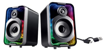POWERTECH ηχεία PT-1575 με RGB φωτισμό, 2x 5W, Bluetooth & USB/USB-C, μαύρα 3