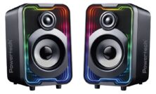 POWERTECH ηχεία PT-1575 με RGB φωτισμό, 2x 5W, Bluetooth & USB/USB-C, μαύρα