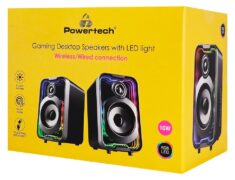 POWERTECH ηχεία PT-1575 με RGB φωτισμό, 2x 5W, Bluetooth & USB/USB-C, μαύρα 4