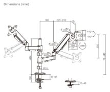 POWERTECH βάση γραφείου για 2x οθόνες PT-1628, 17-32", έως 9kg 6