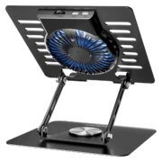 POWERTECH βάση & ψύξη laptop PT-1630 έως 17", 110mm LED fan, μεταλλική, μαύρη 4