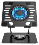POWERTECH βάση & ψύξη laptop PT-1630 έως 17", 110mm LED fan, μεταλλική, μαύρη 6