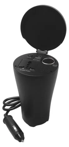 POWERTECH inverter αυτοκινήτου PTL-022, 150W, 12V DC σε 220V AC, με USB/USB-C