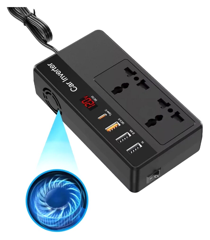 POWERTECH inverter αυτοκινήτου PTL-023, 200W, 12V DC σε 220V AC, με USB-C/3x USB 7 POWERTECH inverter αυτοκινήτου PTL-023, 200W, 12V DC σε 220V AC, με USB-C/3x USB - Image 5