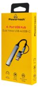 POWERTECH USB hub PTR-0206, 4x θυρών, USB 3.0, 5Gbps, USB & USB-C σύνδεση, γκρι 2