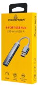 POWERTECH USB hub PTR-0207, 4x θυρών, USB 3.0, 5Gbps, USB σύνδεση, γκρι 2