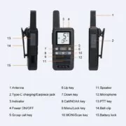 Retevis RB667 pompodektis PMR446 othoni LCD USB-C