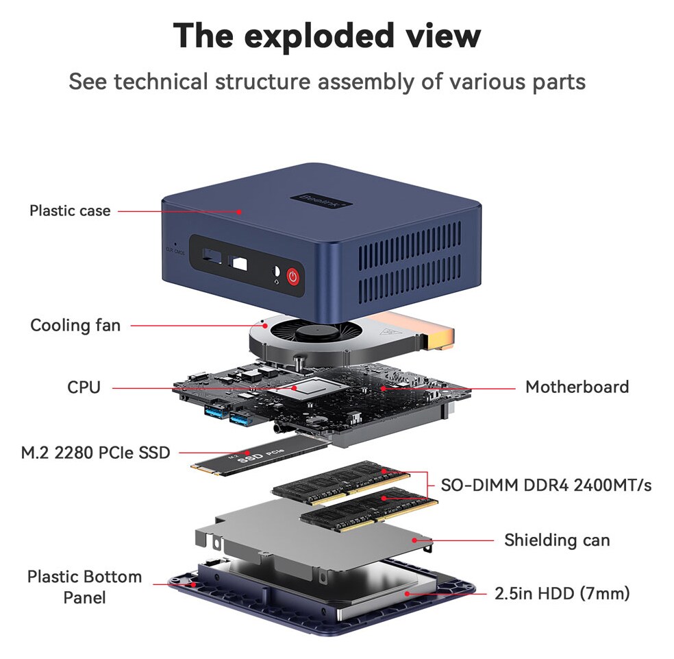 BEELINK mini PC SER3, AMD Ryzen 3 3200U, 8GB, 480GB M.2, Windows 11 Pro 10 BEELINK mini PC SER3, AMD Ryzen 3 3200U, 8GB, 480GB M.2, Windows 11 Pro - Image 8