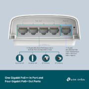 TP-LINK smart switch SG2005P-PD, 1x Gigabit PoE++ in/4x Gigabit PoE+ out, V1.0 3