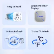 SONOFF smart θερμόμετρο & υγρασιόμετρο SNZB-02D, LCD, ZigBee 4
