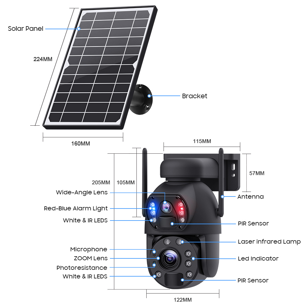 SECTEC smart ηλιακή κάμερα ST-5986M, 3MP dual lens, 20x zoom, WiFi, SD, PTZ 7 SECTEC smart ηλιακή κάμερα ST-5986M, 3MP dual lens, 20x zoom, WiFi, SD, PTZ - Image 5