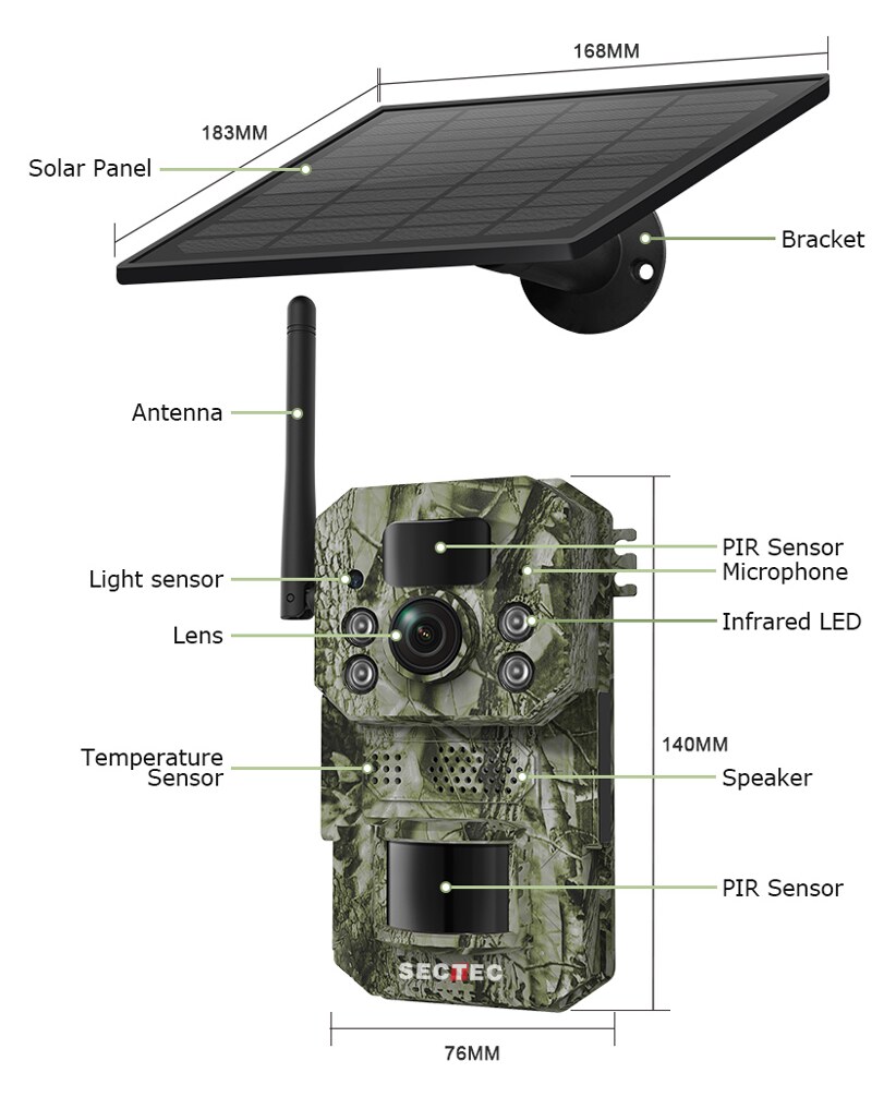 SECTEC smart ηλιακή κάμερα κυνηγού ST-HC809, 3MP, 4G, PIR, SD, IP66 5 SECTEC smart ηλιακή κάμερα κυνηγού ST-HC809, 3MP, 4G, PIR, SD, IP66 - Image 3