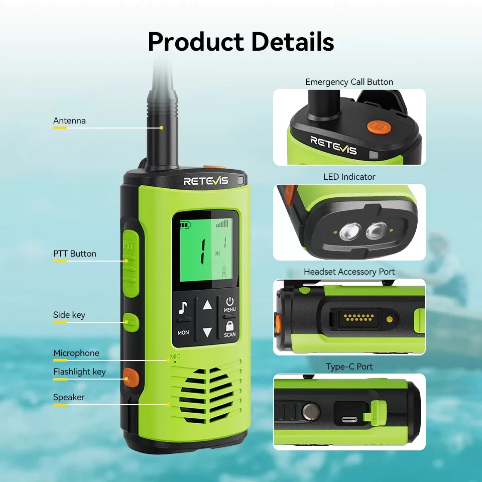 Retevis EZTalk 64S Επαγγελματικός Ασύρματος UHF 5W IP68 με Bluetooth και USB-C 8 Retevis EZTalk 64S pompodektis UHF 5W IP68 Bluetooth