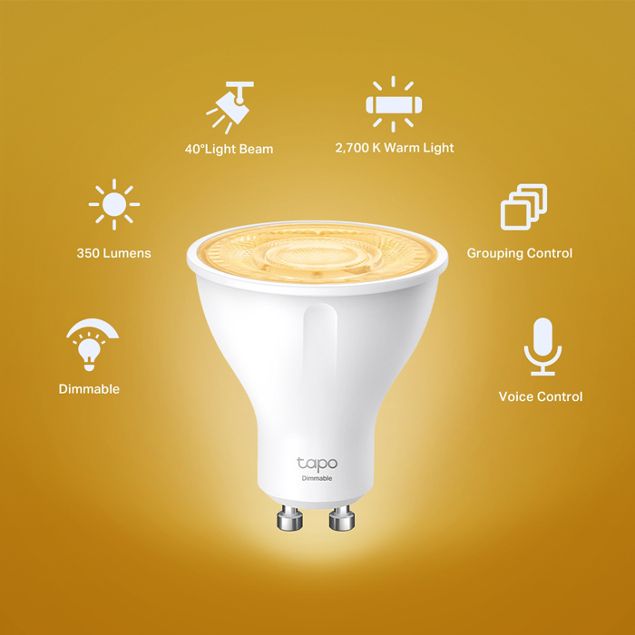 TP-LINK LED smart λάμπα spot Tapo L610, WiFi, 2.9W, 2700K, GU10, Ver 1.0 6 TP-LINK LED smart λάμπα spot Tapo L610, WiFi, 2.9W, 2700K, GU10, Ver 1.0 - Image 4