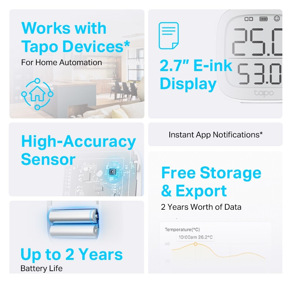 TP-LINK smart θερμόμετρο & υγρασιόμετρο Tapo T315, -20~60 °C, Ver 1.0 4 TP-LINK smart θερμόμετρο & υγρασιόμετρο Tapo T315, -20~60 °C, Ver 1.0 - Image 2