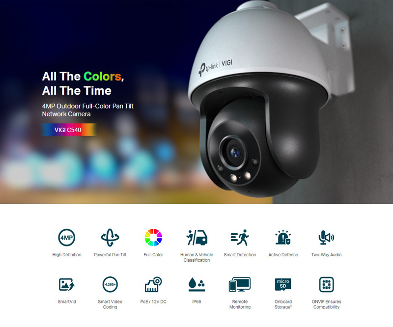 TP-LINK IP κάμερα VIGI C540, 4mm, 4MP, PoE, PTZ, IP66, SD, Ver. 2.0 4 TP-LINK IP κάμερα VIGI C540, 4mm, 4MP, PoE, PTZ, IP66, SD, Ver. 2.0 - Image 2
