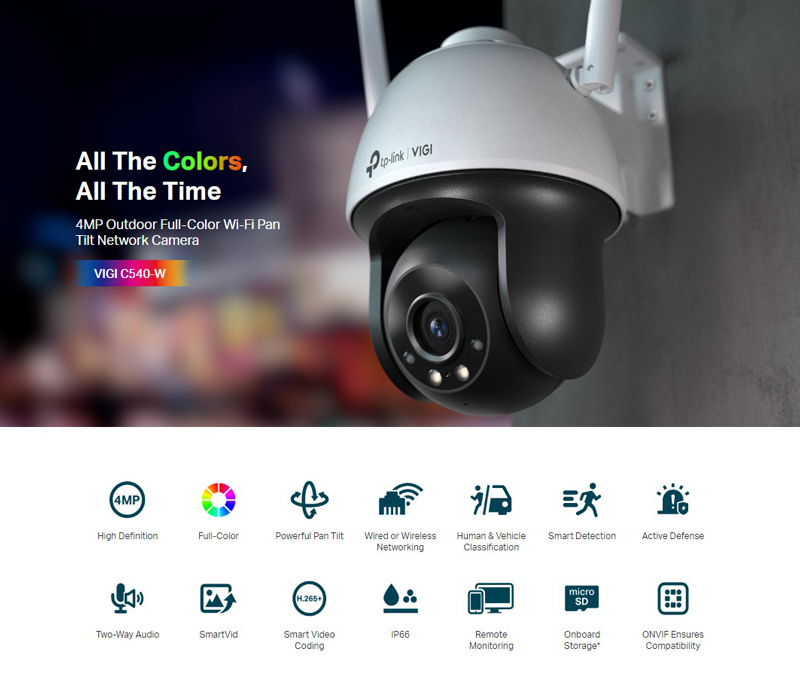 TP-LINK IP κάμερα VIGI C540-W, 4mm, 4MP, PTZ, Wi-Fi, SD, IP66, Ver. 1.0 4 TP-LINK IP κάμερα VIGI C540-W, 4mm, 4MP, PTZ, Wi-Fi, SD, IP66, Ver. 1.0 - Image 2