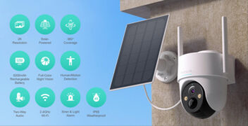 BOTSLAB smart ηλιακή κάμερα W313, 3MP/2K, WiFi, PTZ, SD, 5200mAh, IP65 2