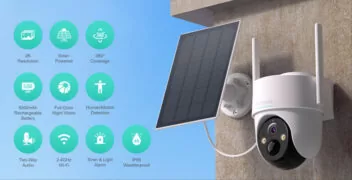 BOTSLAB smart ηλιακή κάμερα W313, 3MP/2K, WiFi, PTZ, SD, 5200mAh, IP65 2
