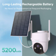 BOTSLAB smart ηλιακή κάμερα W313, 3MP/2K, WiFi, PTZ, SD, 5200mAh, IP65 7