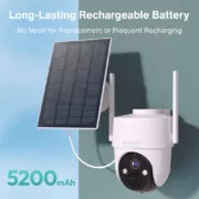 BOTSLAB smart ηλιακή κάμερα W313, 3MP/2K, WiFi, PTZ, SD, 5200mAh, IP65 7