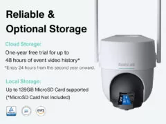 BOTSLAB smart ηλιακή κάμερα W313, 3MP/2K, WiFi, PTZ, SD, 5200mAh, IP65 12