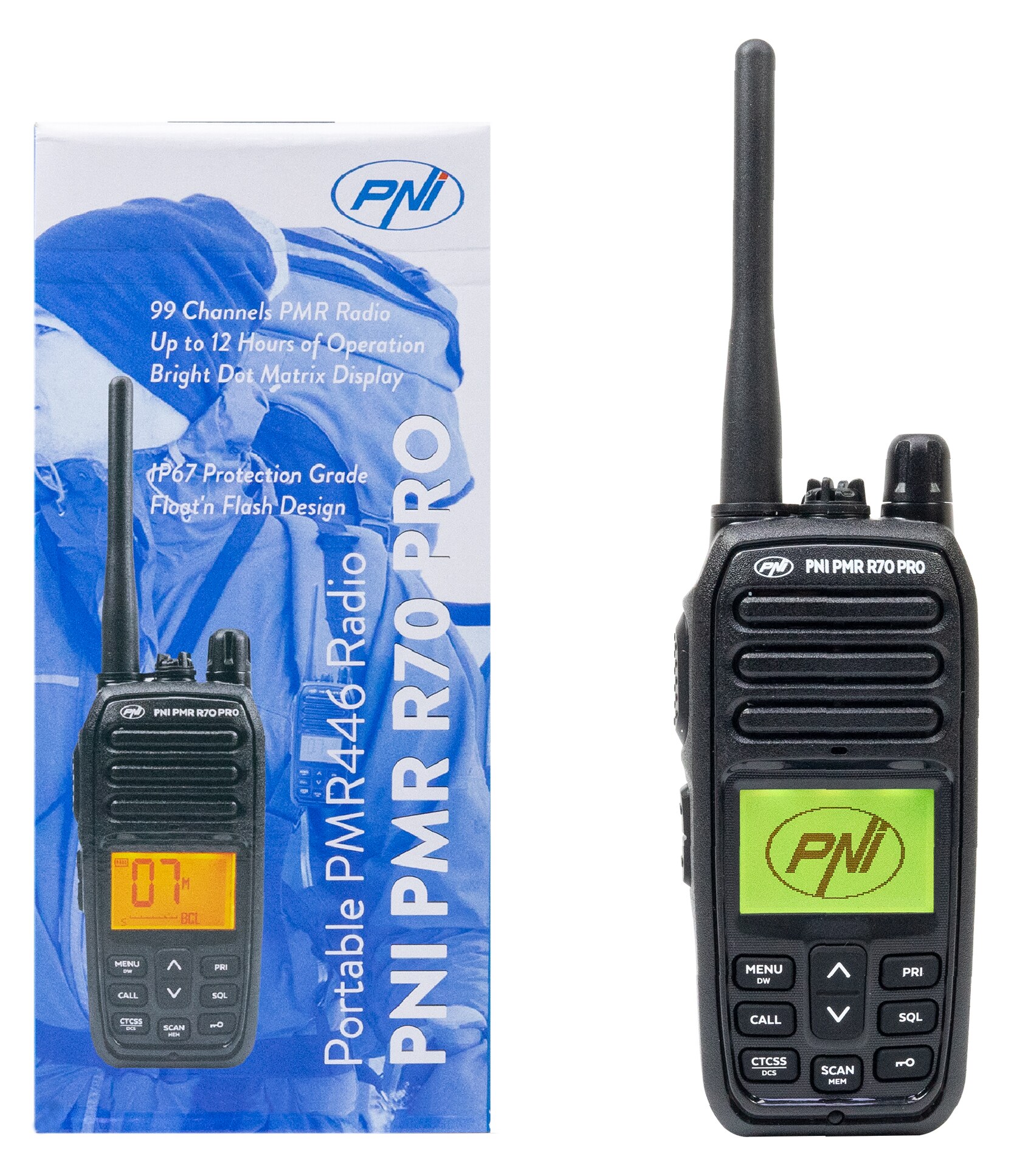 PNI PMR R70 PRO φορητός πομποδέκτης PMR446 IP67 με μπαταρία 1800mAh