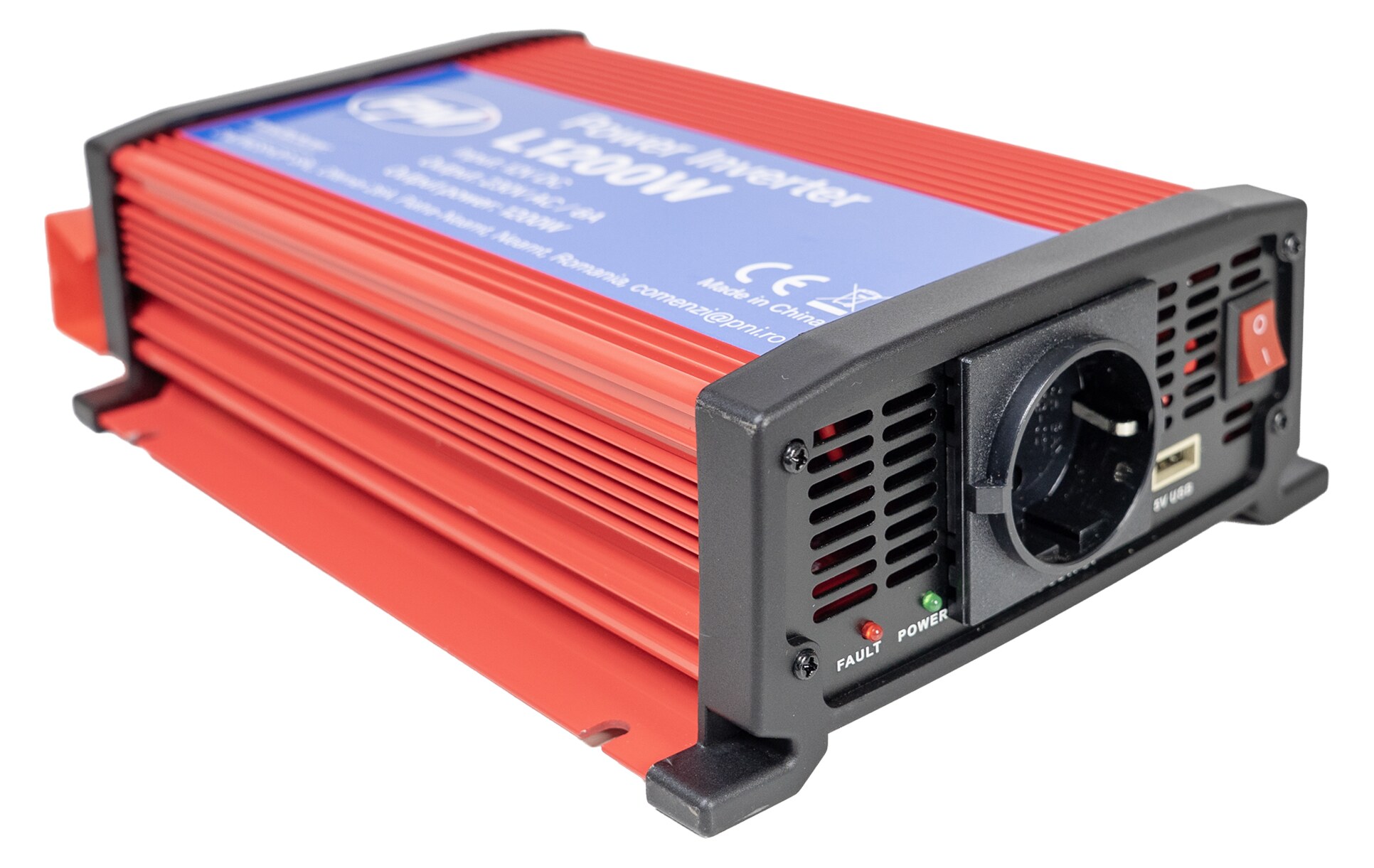 PNI L1200W Inverter Τροποποιημένου Ημιτόνου 12V σε 230V 1200W / 2400W Peak με Πρίζα και USB 3 PNI L1200W inverter 12V σε 230V 1200W με πρίζα και USB
