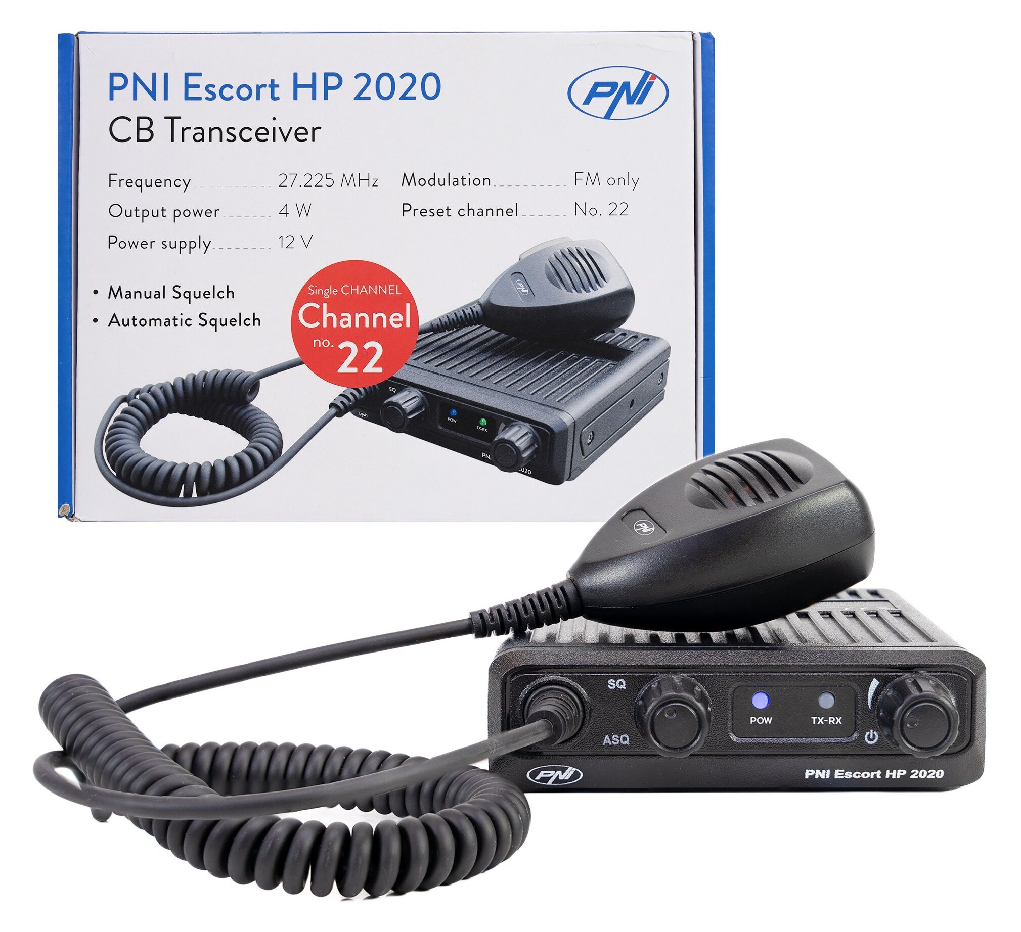 PNI Escort HP 2020 CB αυτοκινήτου 4W FM μονό κανάλι 22 στους 27.225 MHz