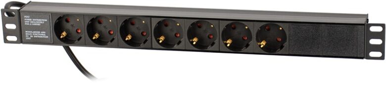 LV-18716 Πολύπριζο Rack 1U 7 Σούκο 16A 3500W 2