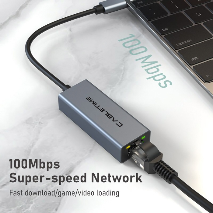 CABLETIME αντάπτορας δικτύου CT-CML100-AG, USB-C, 100Mbps Ethernet, γκρι 4 CABLETIME αντάπτορας δικτύου CT-CML100-AG, USB-C, 100Mbps Ethernet, γκρι - Image 2