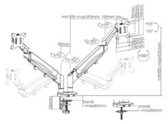 BRATECK βάση γραφείου για 2x οθόνες LDT56-C024, 17-32", έως 9kg 5