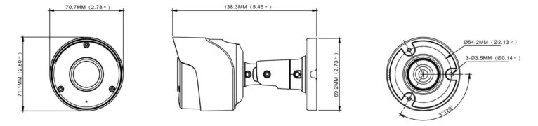 POWERTECH υβριδική κάμερα CCTV PT-1590 με μικρόφωνο & υπέρυθρα, 8MP, 2.8mm, IP66 2