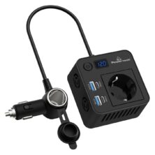 POWERTECH inverter αυτοκινήτου PTL-028, 200W, 12V/24V DC σε 110V/220V AC, με 2x USB-C/2x USB