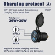 POWERTECH πρίζα USB για σκάφη & οχήματα PTL-030, USB & 2x USB-C, 36W, IP65 3