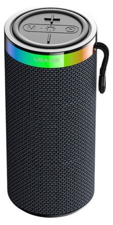 USAMS φορητό ηχείο YX018 με LED φωτισμό, 2x 5W, Bluetooth, 1500mAh, μαύρο