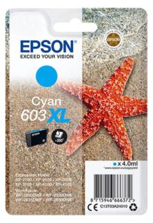 Epson 603XL Γνήσιο Μελάνι Cyan C13T03A24010 (XP-2100 / XP-2105 / XP-3100 / WF-2810DWF) 350 Σελίδες