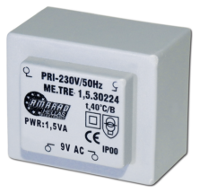 TRM-090-15 Πακτωμένος Μετασχηματιστής 9V 1.5VA