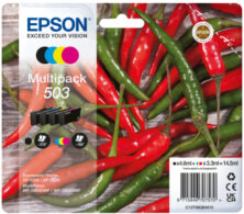 Epson 503 Γνήσιο Μελάνι CMYK C13T09Q64020 Σετ 4 τεμ. (Expression Home XP-5200 / XP-5205 / WorkForce WF-2960DWF / WF-2965DWF) 210 Σελίδες Μαύρο / 165 Σελίδες Χρώμα