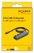 DELOCK USB-C hub 64384 με διακόπτες, 4x θυρών, 10Gbps, USB-C σύνδεση, γκρι 4