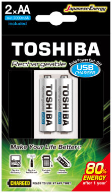 Toshiba Charger Aa & Aaa (2 Batteries Aa 2000mAh) - TNHC-6GME2 Cb
